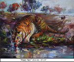 Happy Tiger, Oil on Canvas